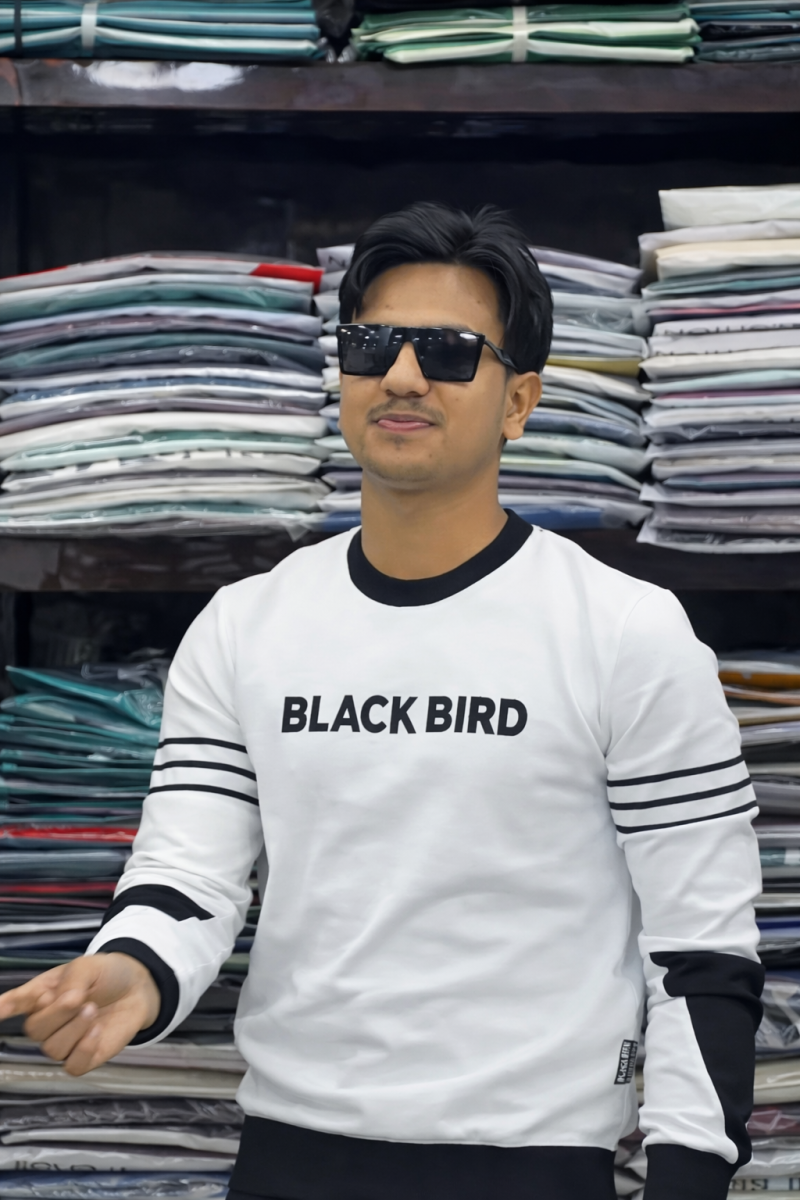 Men’s “BLACK BIRD” Printed Sweatshirt | Stylish Casual Full Sleeve T-Shirt