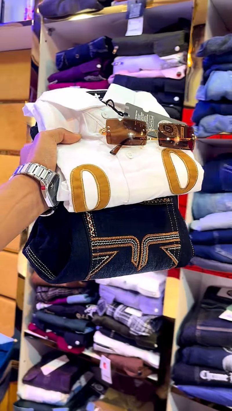 Men’s White Printed Shirt with Denim Jeans Combo | Premium Casual & Party Wear Outfit