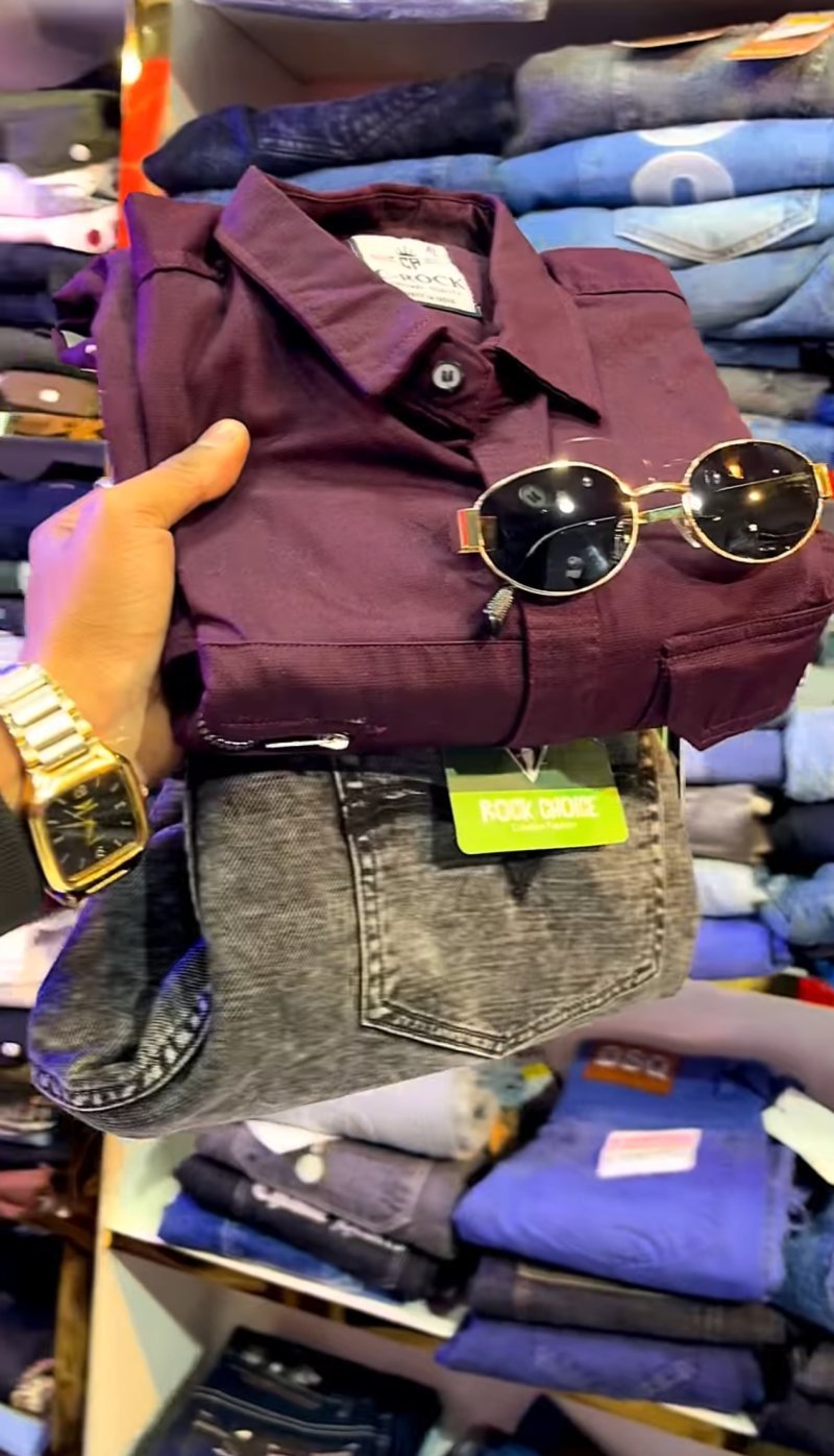 Men’s Premium Maroon Shirt with Denim Combo | Stylish Casual & Party Wear Outfit